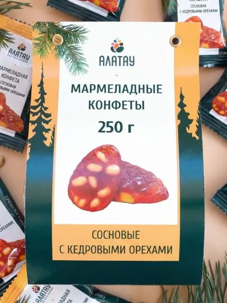 Мармелад сосновый с Кедровыми орешками, 250 гр